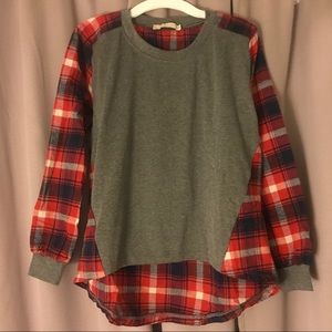 Gray and Red plaid back top